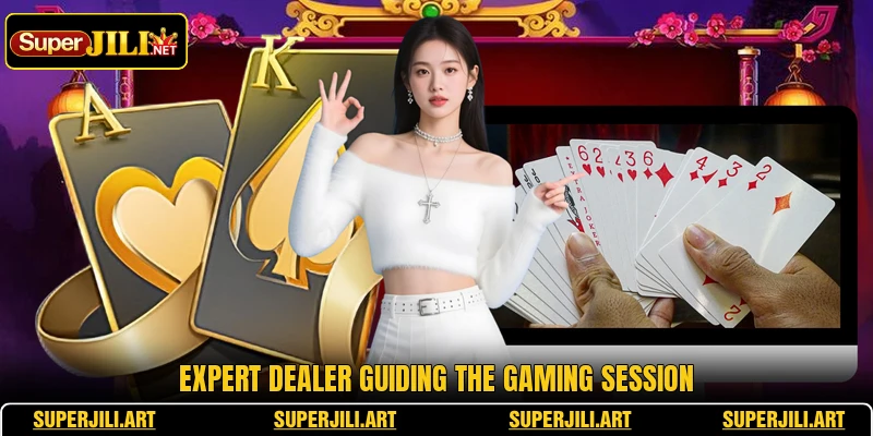 Expert dealer guiding the gaming session Expert dealer guiding the gaming session